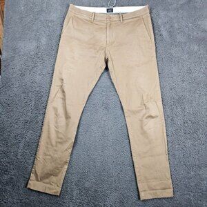 J Crew Stretch Chino Pants Mens 33x32 Beige Cotton Stretch 484 Slim Fit
